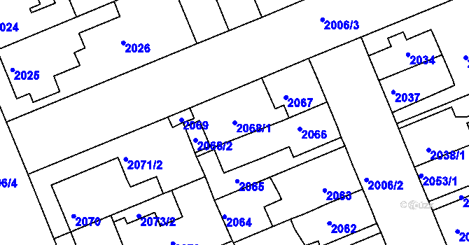 Parcela st. 2068/1 v KÚ Holešov, Katastrální mapa
