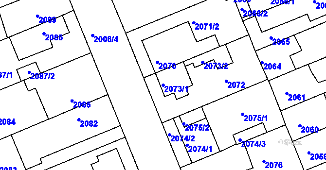 Parcela st. 2073/1 v KÚ Holešov, Katastrální mapa