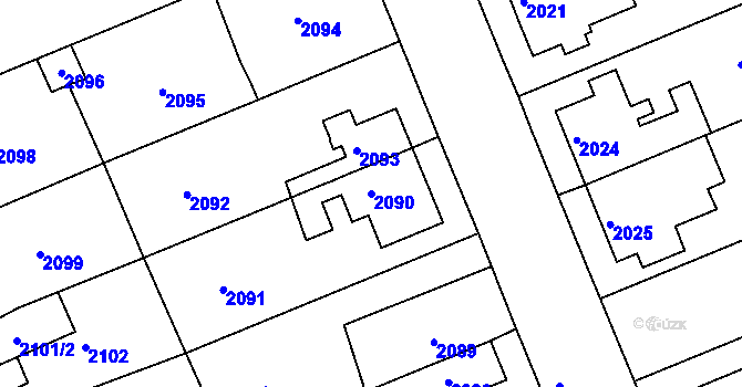 Parcela st. 2090 v KÚ Holešov, Katastrální mapa