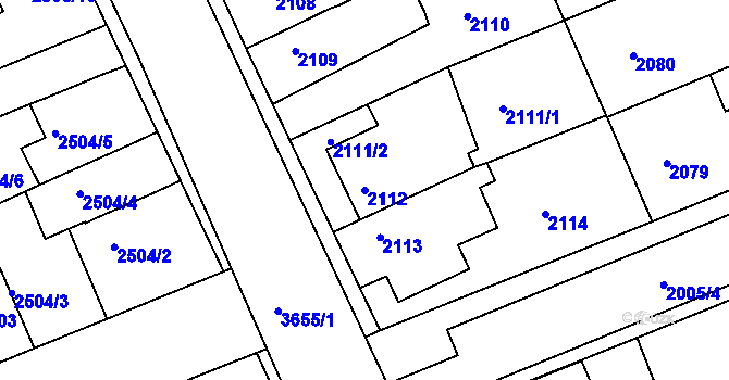 Parcela st. 2112 v KÚ Holešov, Katastrální mapa