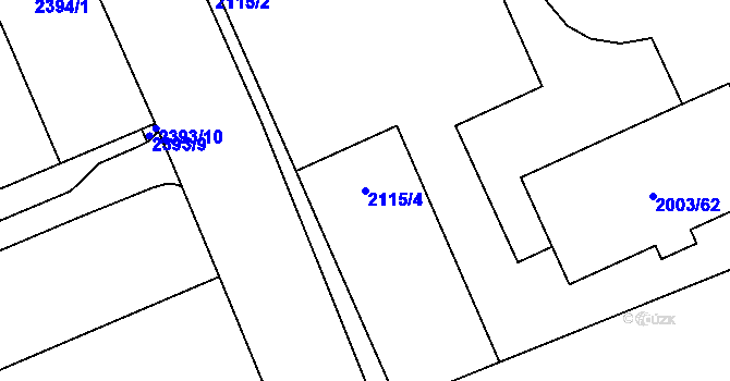 Parcela st. 2115/4 v KÚ Holešov, Katastrální mapa