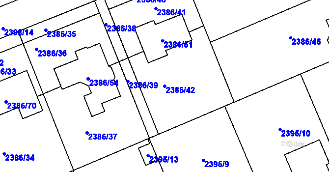 Parcela st. 2386/42 v KÚ Holešov, Katastrální mapa