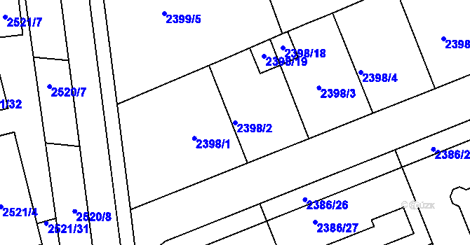 Parcela st. 2398/2 v KÚ Holešov, Katastrální mapa