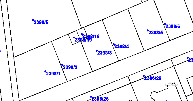 Parcela st. 2398/3 v KÚ Holešov, Katastrální mapa