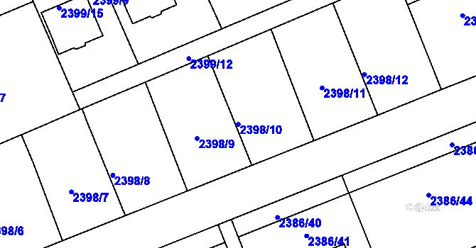 Parcela st. 2398/10 v KÚ Holešov, Katastrální mapa