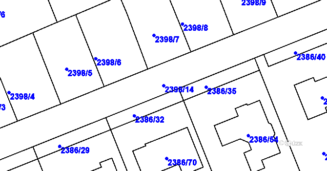 Parcela st. 2398/14 v KÚ Holešov, Katastrální mapa