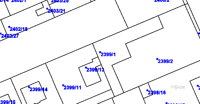Parcela st. 2399/1 v KÚ Holešov, Katastrální mapa