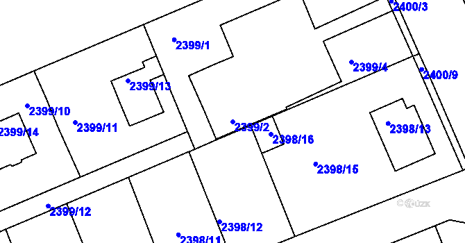 Parcela st. 2399/2 v KÚ Holešov, Katastrální mapa