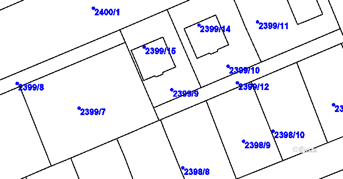 Parcela st. 2399/9 v KÚ Holešov, Katastrální mapa