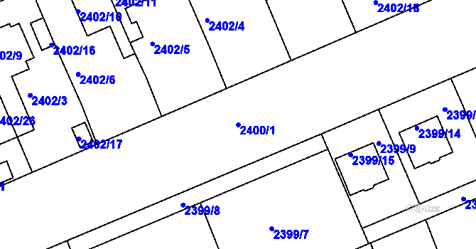 Parcela st. 2400/1 v KÚ Holešov, Katastrální mapa