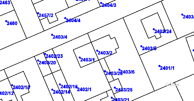 Parcela st. 2403/2 v KÚ Holešov, Katastrální mapa