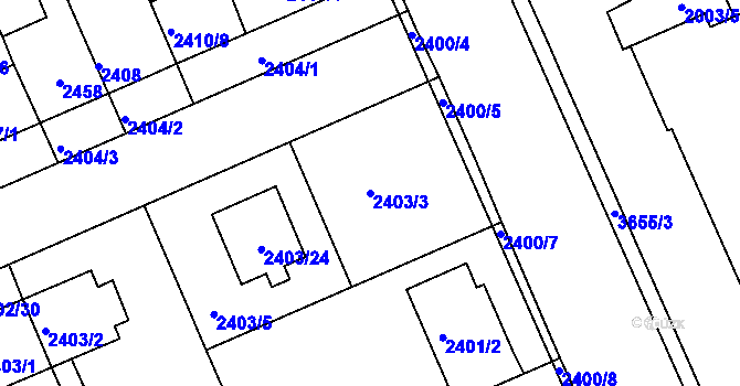 Parcela st. 2403/3 v KÚ Holešov, Katastrální mapa