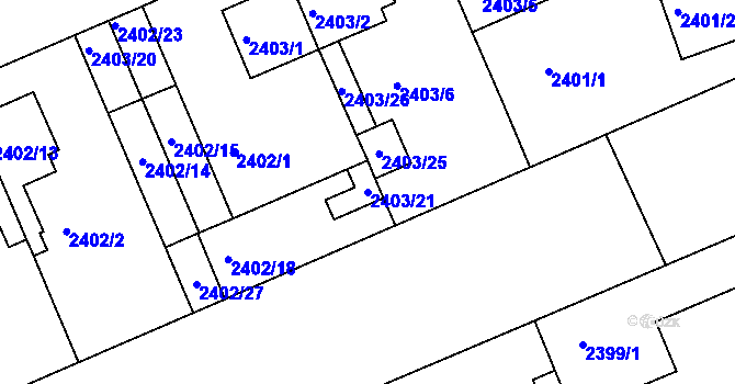Parcela st. 2403/21 v KÚ Holešov, Katastrální mapa