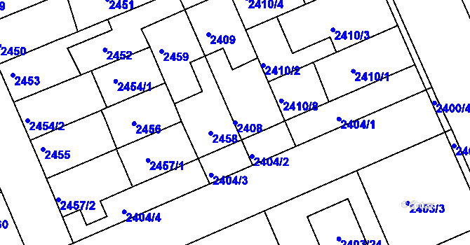 Parcela st. 2408 v KÚ Holešov, Katastrální mapa