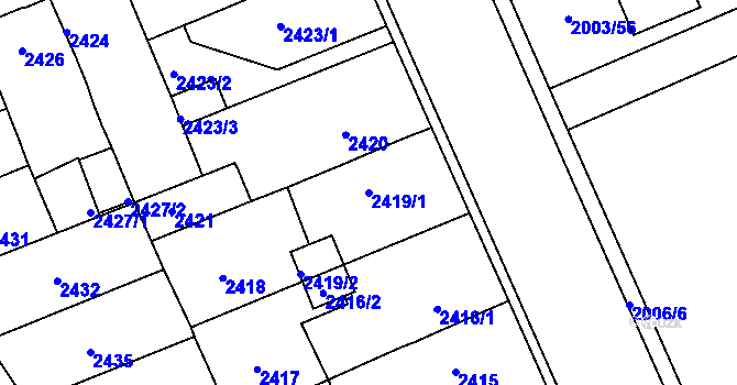 Parcela st. 2419/1 v KÚ Holešov, Katastrální mapa