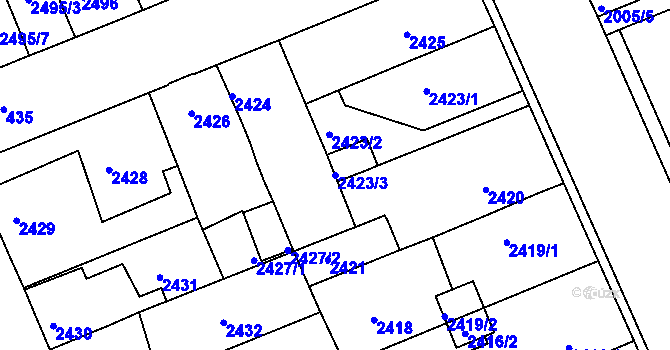 Parcela st. 2423/3 v KÚ Holešov, Katastrální mapa
