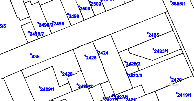 Parcela st. 2424 v KÚ Holešov, Katastrální mapa