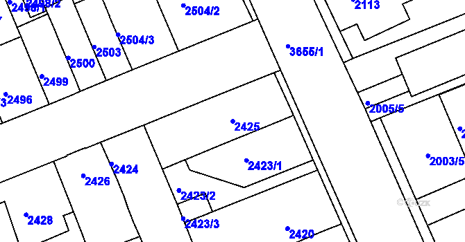 Parcela st. 2425 v KÚ Holešov, Katastrální mapa