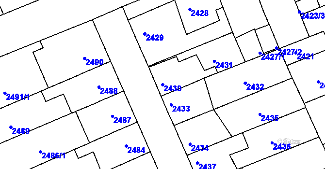 Parcela st. 2430 v KÚ Holešov, Katastrální mapa