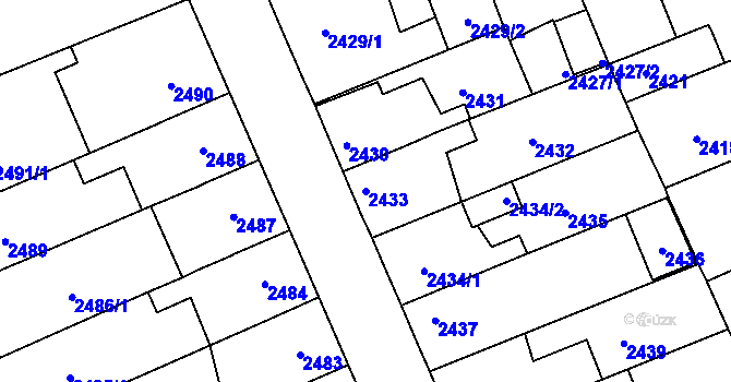 Parcela st. 2433 v KÚ Holešov, Katastrální mapa