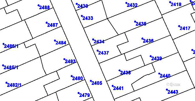 Parcela st. 2437 v KÚ Holešov, Katastrální mapa