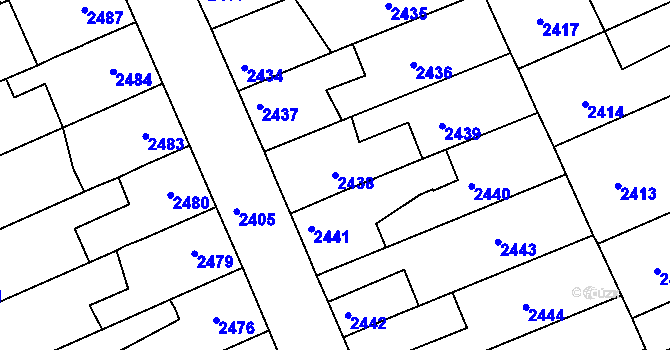 Parcela st. 2438 v KÚ Holešov, Katastrální mapa