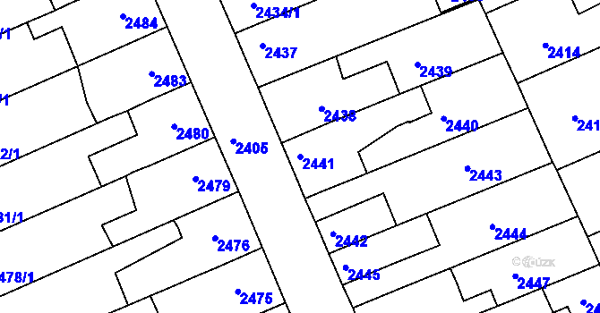 Parcela st. 2441 v KÚ Holešov, Katastrální mapa