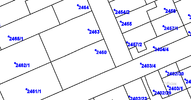 Parcela st. 2460 v KÚ Holešov, Katastrální mapa