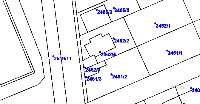 Parcela st. 2462/4 v KÚ Holešov, Katastrální mapa