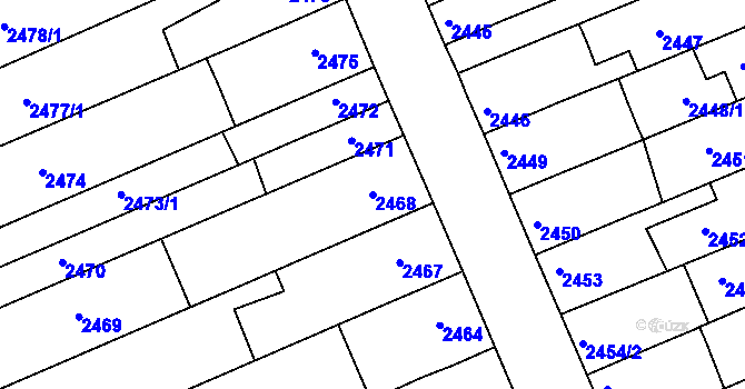Parcela st. 2468 v KÚ Holešov, Katastrální mapa