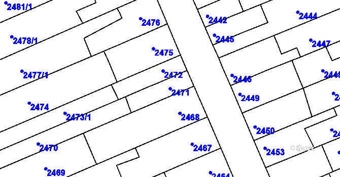 Parcela st. 2471 v KÚ Holešov, Katastrální mapa