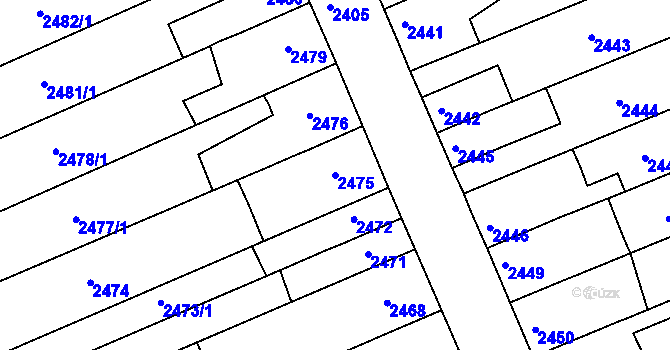Parcela st. 2475 v KÚ Holešov, Katastrální mapa