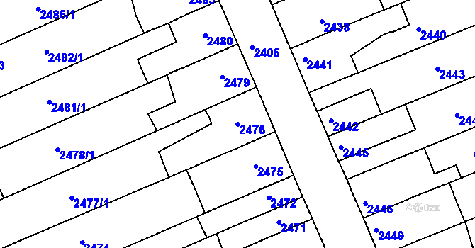 Parcela st. 2476 v KÚ Holešov, Katastrální mapa