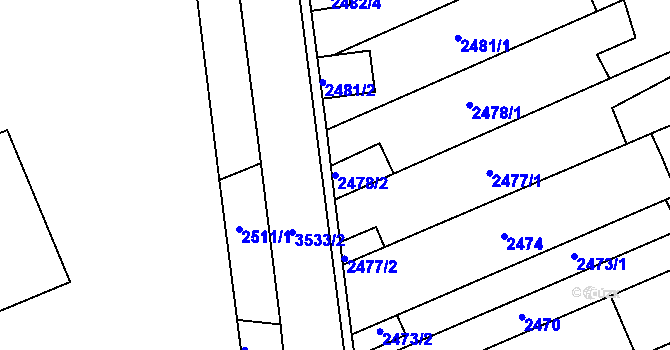 Parcela st. 2478/2 v KÚ Holešov, Katastrální mapa