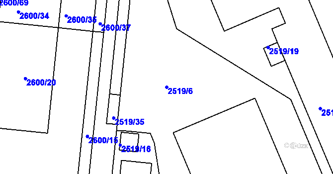 Parcela st. 2519/6 v KÚ Holešov, Katastrální mapa