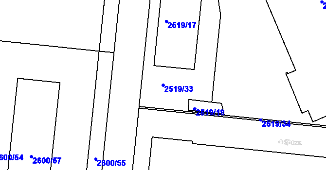 Parcela st. 2519/33 v KÚ Holešov, Katastrální mapa