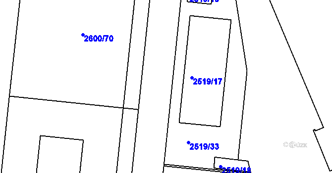 Parcela st. 2519/36 v KÚ Holešov, Katastrální mapa