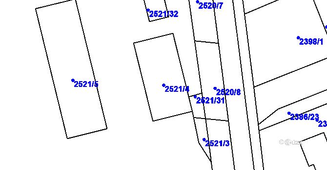 Parcela st. 2521/4 v KÚ Holešov, Katastrální mapa
