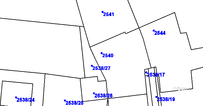 Parcela st. 2540 v KÚ Holešov, Katastrální mapa