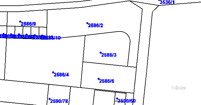 Parcela st. 2586/3 v KÚ Holešov, Katastrální mapa