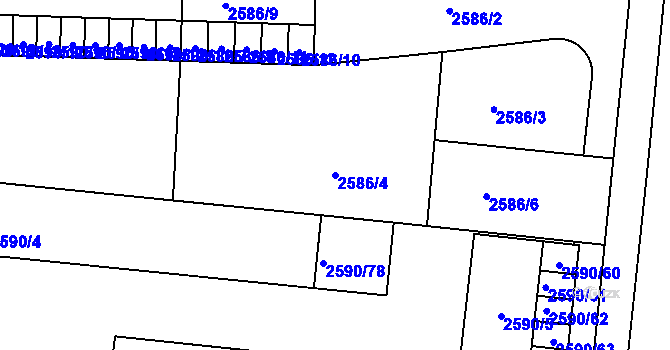 Parcela st. 2586/4 v KÚ Holešov, Katastrální mapa