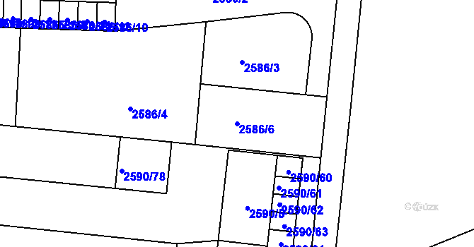 Parcela st. 2586/6 v KÚ Holešov, Katastrální mapa