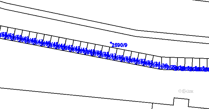 Parcela st. 2590/36 v KÚ Holešov, Katastrální mapa