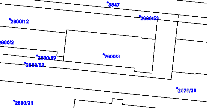 Parcela st. 2600/3 v KÚ Holešov, Katastrální mapa