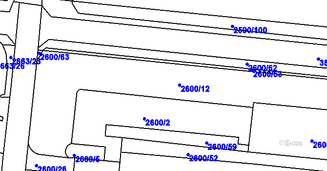 Parcela st. 2600/12 v KÚ Holešov, Katastrální mapa