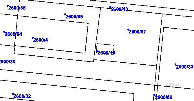 Parcela st. 2600/19 v KÚ Holešov, Katastrální mapa