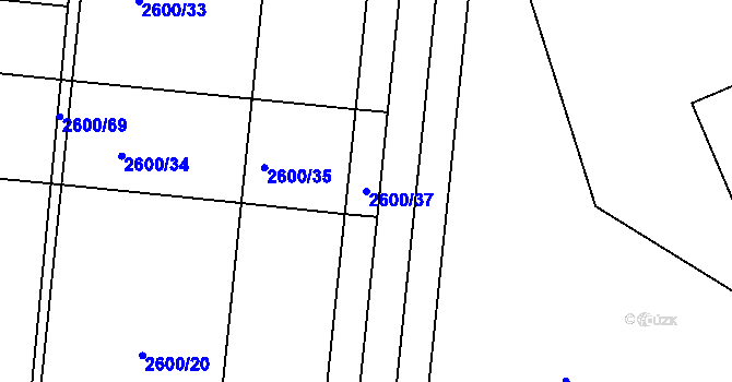 Parcela st. 2600/37 v KÚ Holešov, Katastrální mapa
