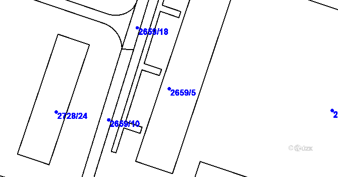 Parcela st. 2659/5 v KÚ Holešov, Katastrální mapa