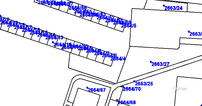 Parcela st. 2664/6 v KÚ Holešov, Katastrální mapa