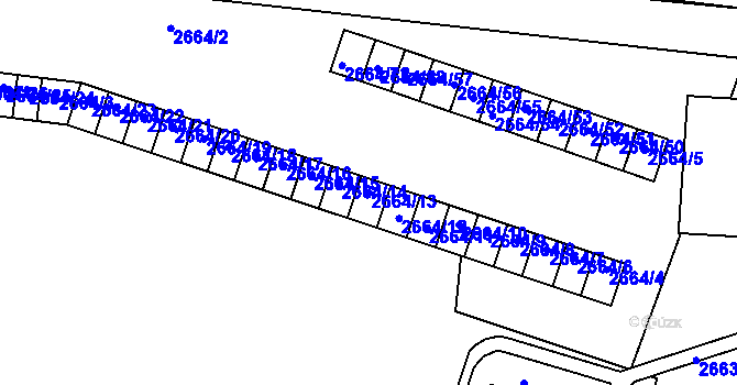 Parcela st. 2664/13 v KÚ Holešov, Katastrální mapa